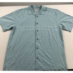 Quicksilver Waterman Collection Short Sleeve‎ Button Up Shirt Mens Large Blue